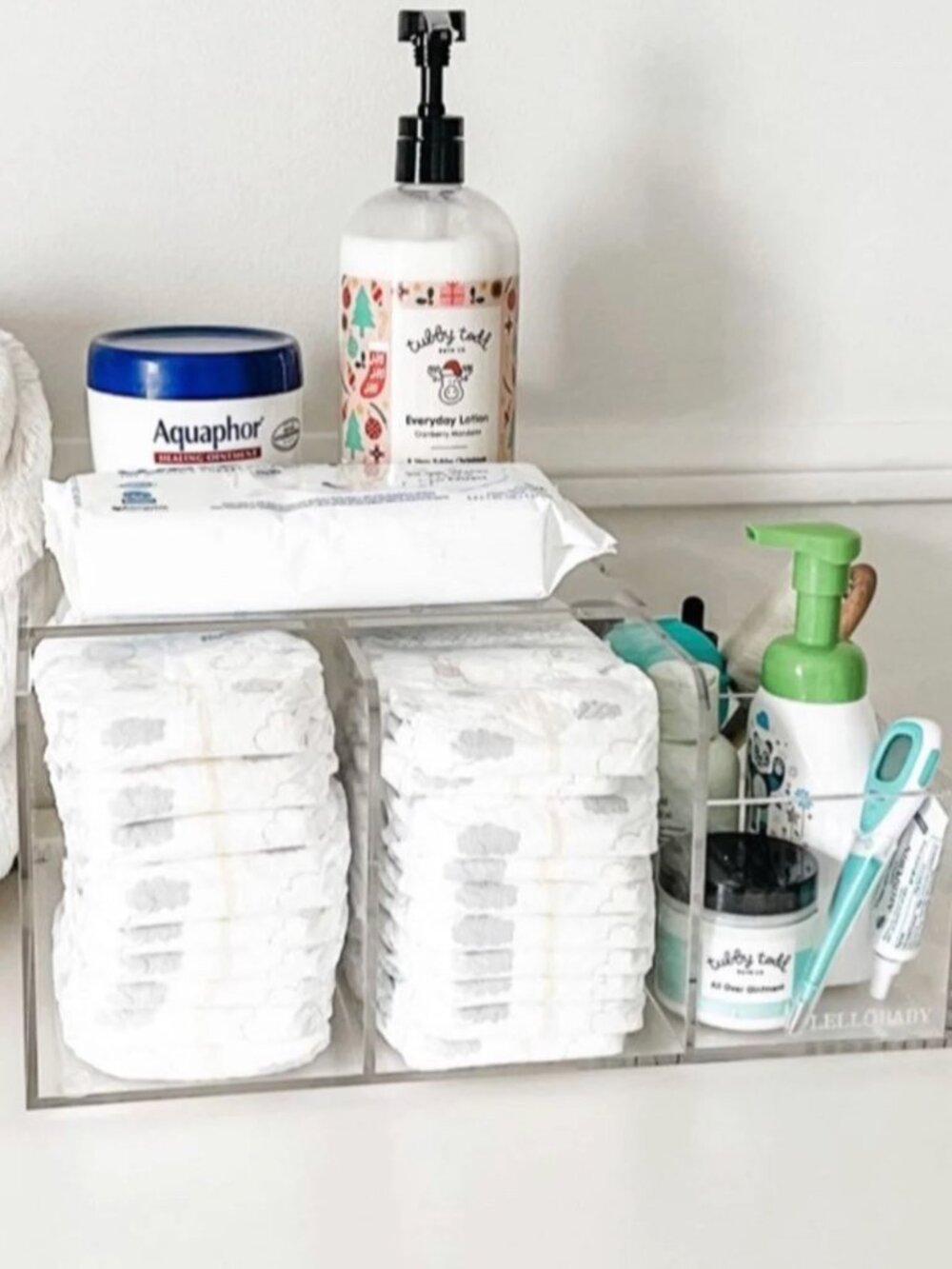 LELLOBABY™ - The Original Lucite Acrylic Diaper Caddy - The Perfect Deluxe Nurse